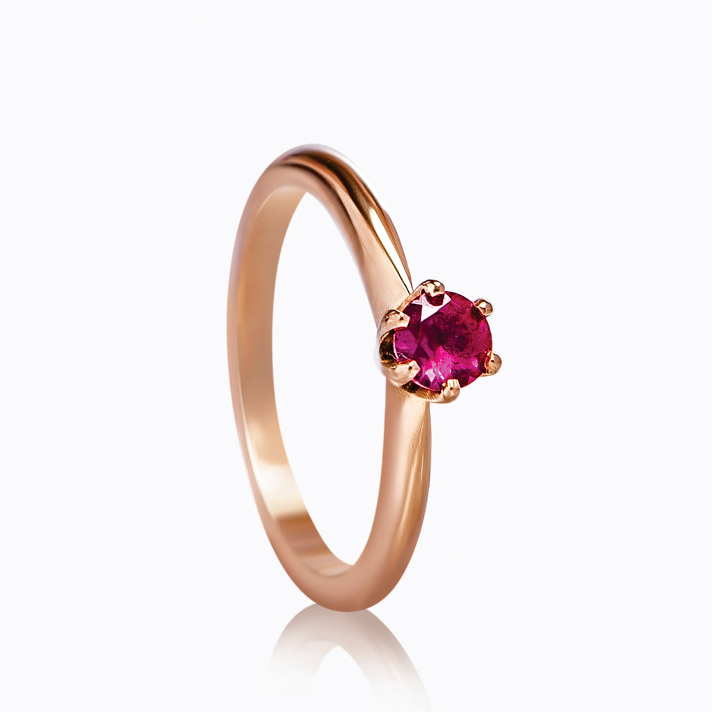 anillo de oro 18k con rubi atenea
